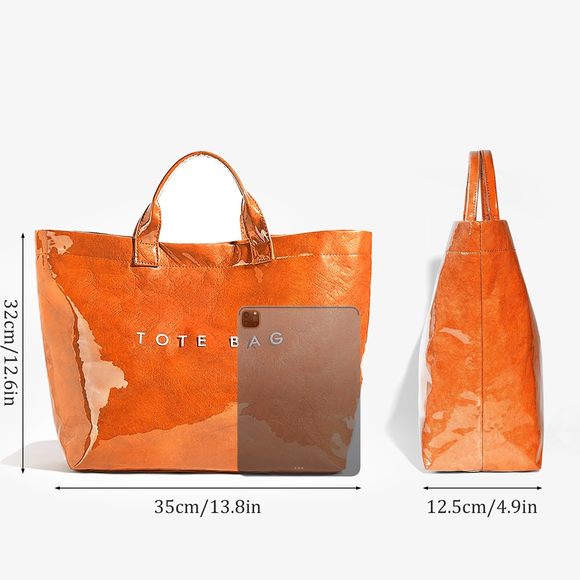 Pvc Tote Bag Letters Print Tote Bag Large Kraft Paper Work Bag Carry :< - Picture 5 of 6